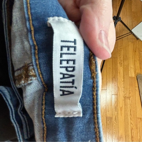 Telepatia Blue Ankle Cropped, Distressed Jeans Sz 13/31 - Picture 8 of 11